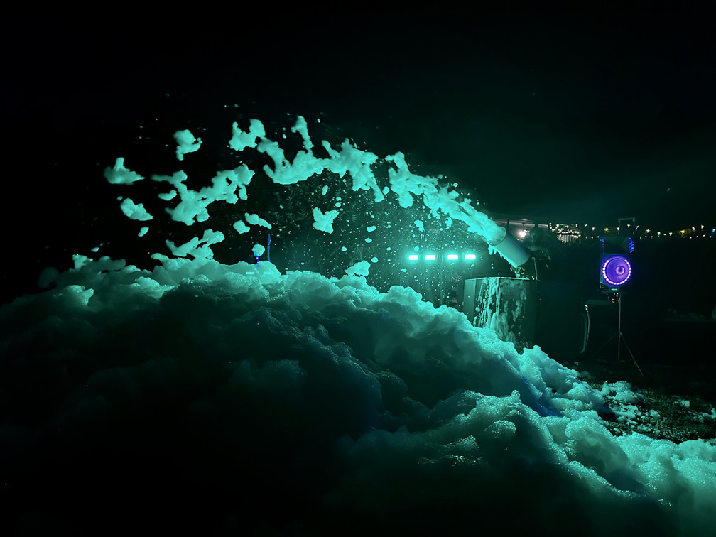 Glow in the dark foam party with LED lights